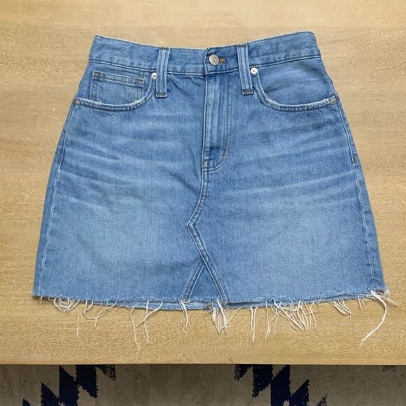 Madewell Rigid Denim A-Line Mini Skirt in Lovell Wash - Picture 2 of 7